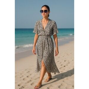 Maje Black and White Zebra Print Maxi Dress size L